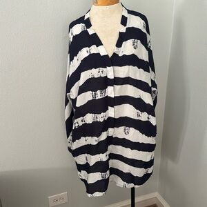 Brand New With Navy Blue and WhiteTags Striped Tunic Sixe XL